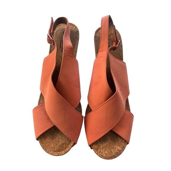 Shoes - Lucky Brand |‎ Coral Cross Wedge Cork Sandals | Women's Size 9.5